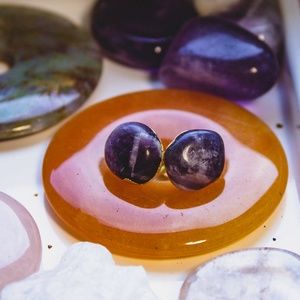 Dream Amethyst & 18k Gold-Plated Stud Earrings